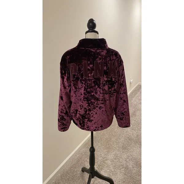 Victoria's Secret PINK REVERSIBLE SHERPA LINED JACKET SHERPA VELVET LARGE - Image 10