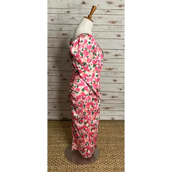 MOTF pink/multicolored heart floral sweetheart neckline maxi dress Size Large - Image 5