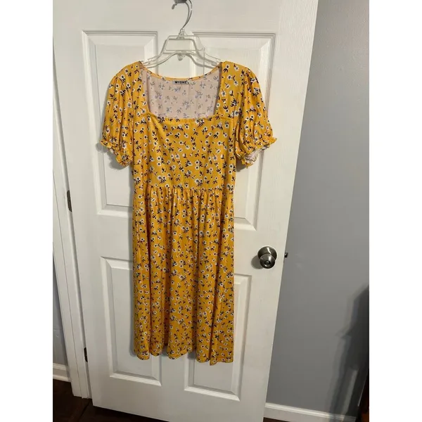 MYONE Boho Floral Print Square Neck Midi Dress Size XL New Without Tag - Image 3