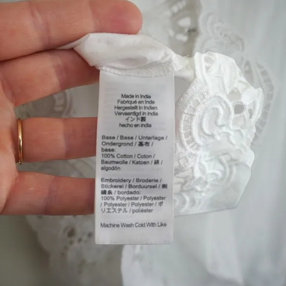 Madewell White Mini Dress Pintuck Lace‎ Eyelet Embroidery XXS NEW Delicate - Image 7