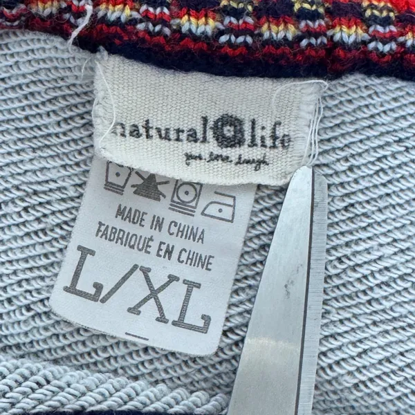 Natural Life Knit Trim Sweatshirt Top Boho Oversized Boxy‎ Heather Gray L/XL - Image 9