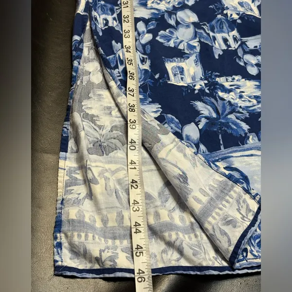 LOFT V-Neck Blue and White Floral Tie-Waist Maxi with slit sides. Size Small - Image 15