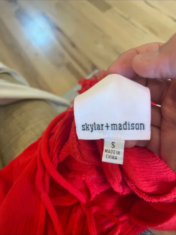 Skylar * Madison Red Ruffled V-Neck Crop Top - Image 11
