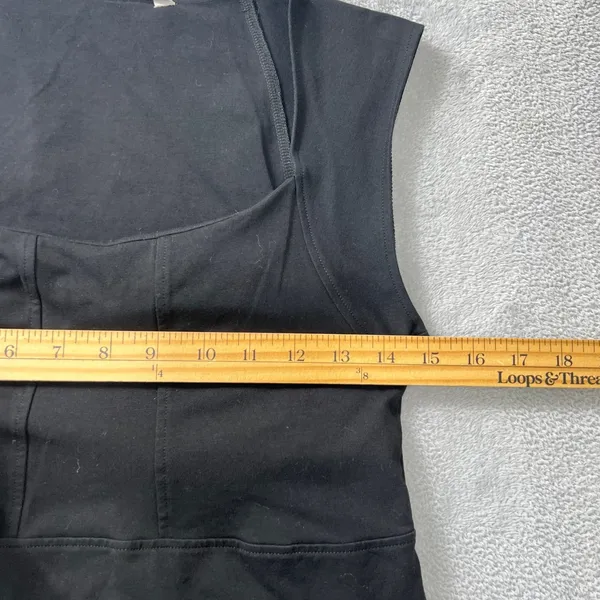 Athleta Black Square Neck Sleeveless Sheath Dress‎ Organic Cotton Spandex Small - Image 7