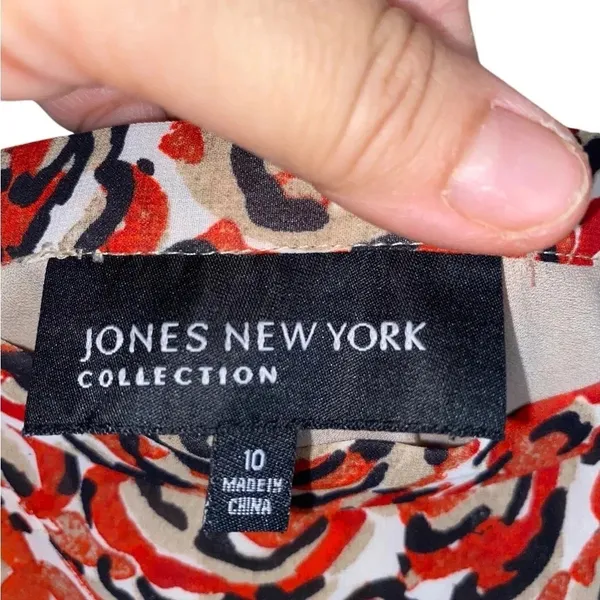 Jones New York White Tan Red midi skirt 90s Boho Coastal Cowgirl Professional - Image 8