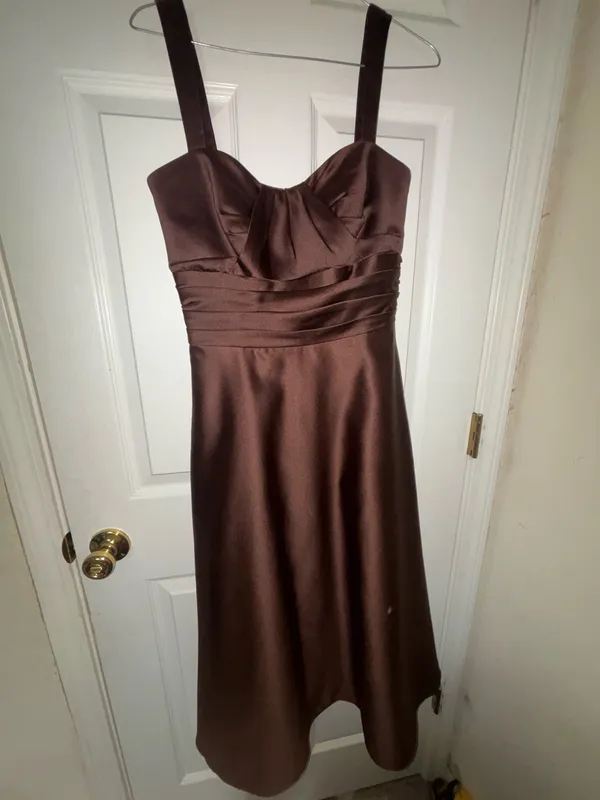 Brown Alfred Angelo satin midi dress - Image 2