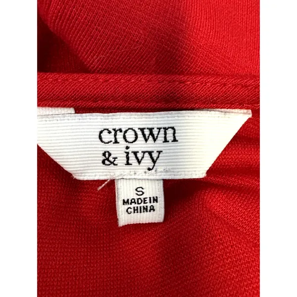 Crown & Ivy Women's Red Sleeveless Fringe Hem Midi Dress Keyhole Back S - Image 7