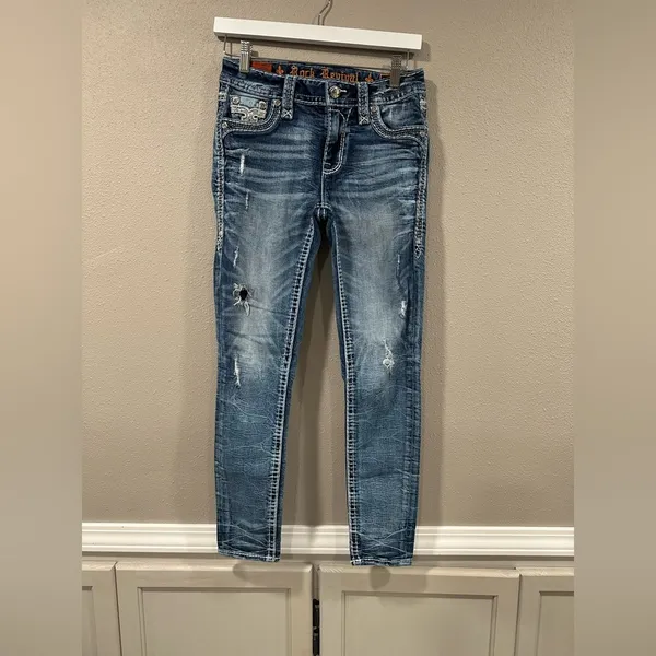 Rock Revival Beet Red Mid-Rise Skinny Stretch Jean - Image 4