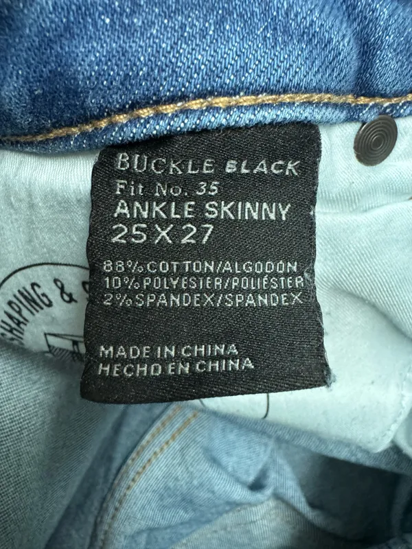 Buckle Black Ankle Skinny Jeans Size 25x27 - Image 6