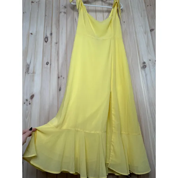 NWT Lulus Summer Invite Yellow Tie-Strap Tiered Midi Dress Ruffled Size XL - Image 6
