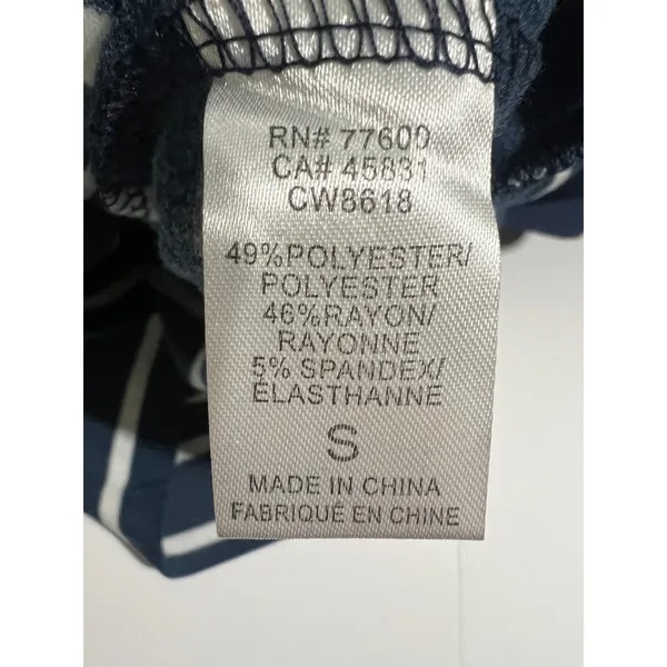 NWT Chaser Navy‎ Stripe Mixed Media Hooded Sweatshirt Small - Image 5