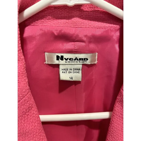 Nygard Collection Pink Silk Blend Frayed Edge Blazer Jacket Size 14 Statement - Image 4