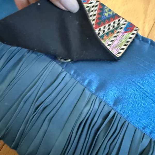 Rising‎ International Jamila Clutch Blue Silk Embroidered Zardozi Afghan Purse - Image 3