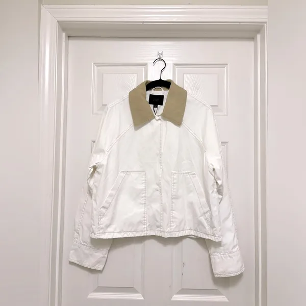 Zara Cream Zip-Up Cropped Jacket with Beige Collar - Image 8
