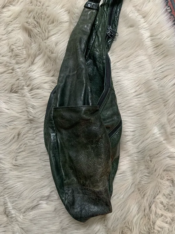 Dark green leather hobo shoulder bag purse - Image 3