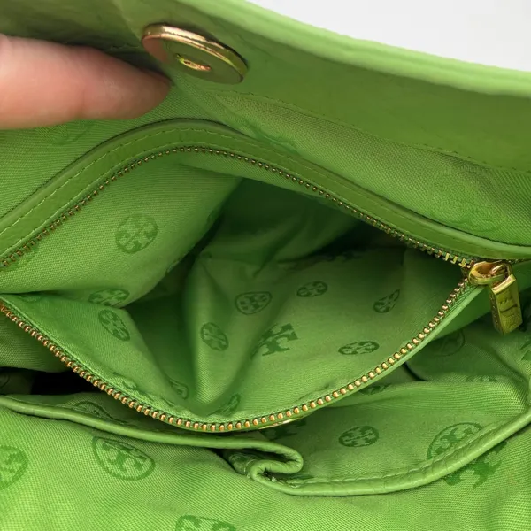 Tory Burch Crossbody Bag Green Pebbled Leather Preppy Classic Colorful Designer - Image 7