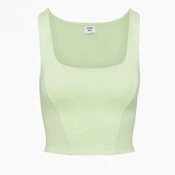 Sunday Best Aritzia Light Green Squareneck Crop Top - Image 2