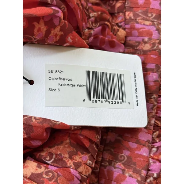 NEW Amur Mariana‎ Rosewood Paisley Floral Strapless Cocktail Tiered Midi Dress 6 - Image 6