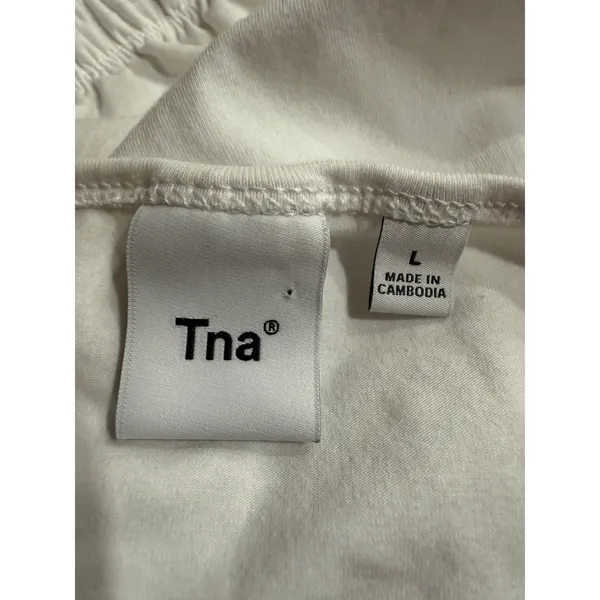 Tna Womens White Ruched Side Short Sleeve Tee‎ Shirt Size L - Image 6