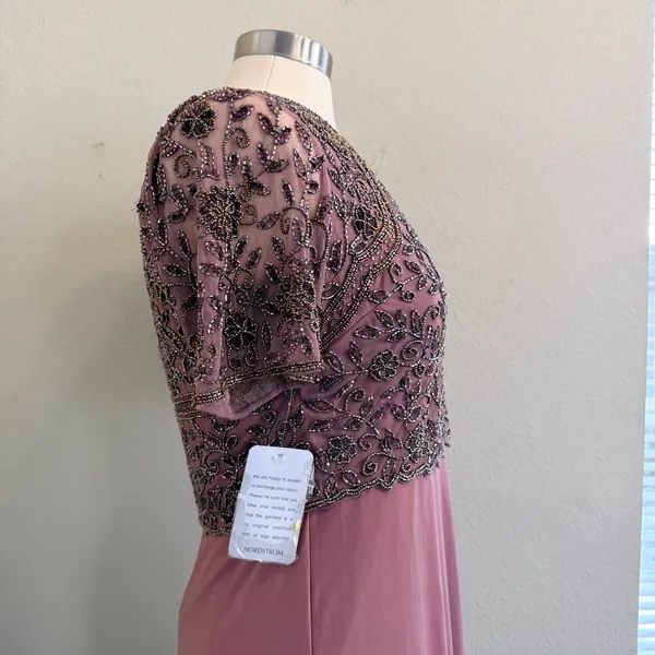 Pisarro Nights Gown Maxi Dress Mauve Pink Womens 8 Beaded Mother of Bride‎ Gala - Image 11