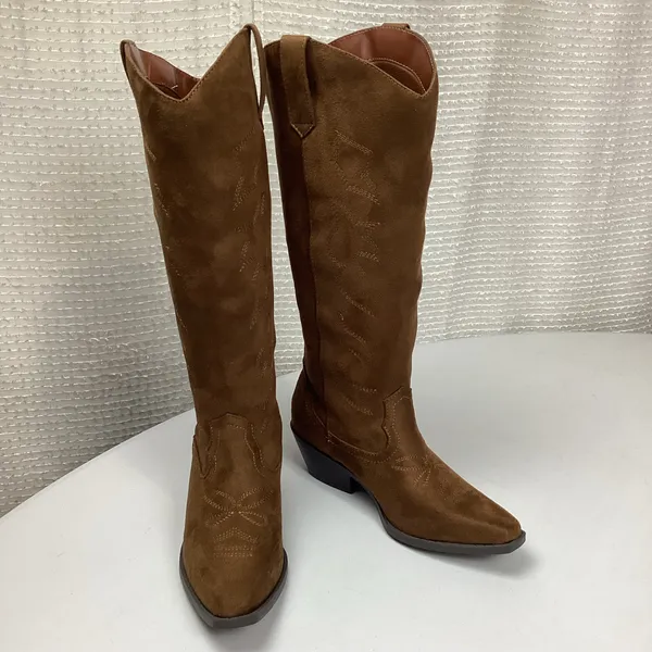 Soda Zahara Women’s Brown Western Cowgirl Knee-High Faux Suede Boots Size 6 NWOT - Image 3