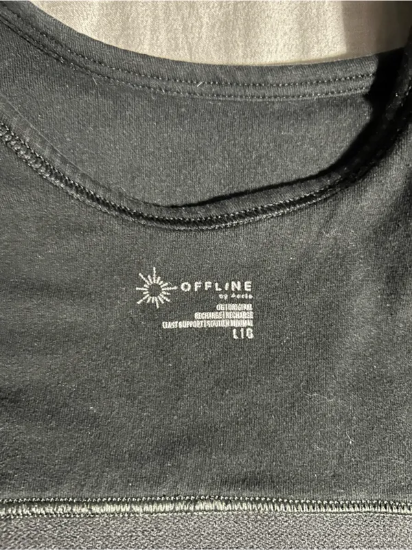 Offline by aerie Black OG Recharge Least Support Scoop Neck Bralette Size L - Image 3