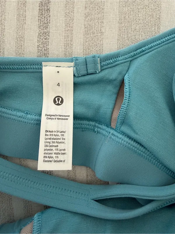 Lululemon Flow Y Bra Nulu Light Support A–C Cups Washed Blue Size 4 Sporty Yoga - Image 3