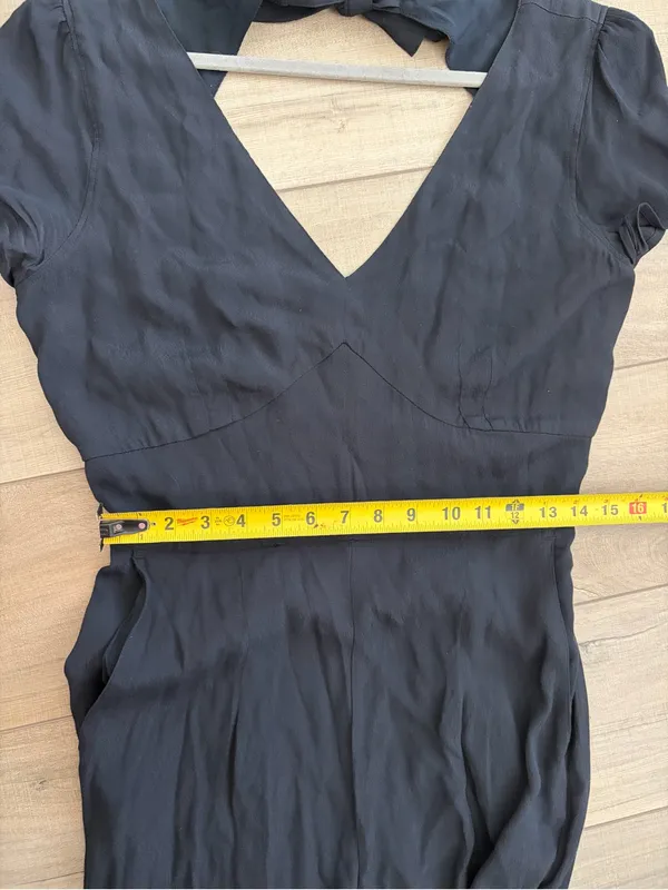 Abercrombie & Fitch Black Short Sleeve Tie Open Back Wide Leg Boho Jumpsuit M - Image 11