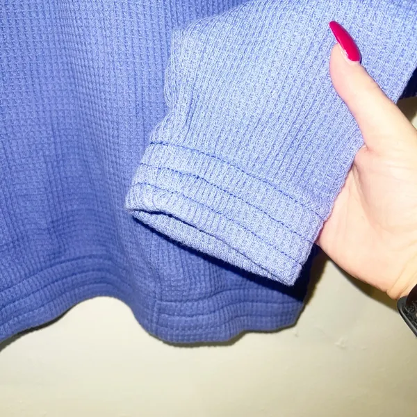 Aerie purple waffle knit quarter zip long sleeve top - Image 3