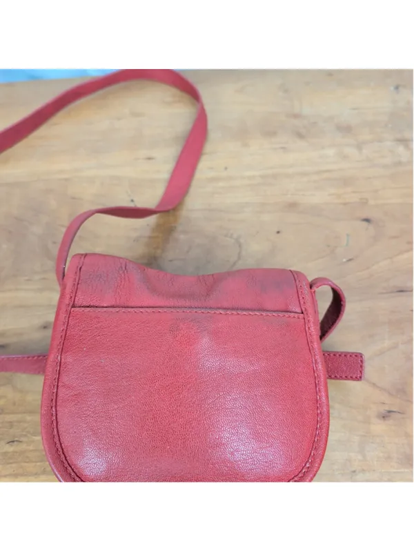 Michael; Michael Kors Red Leather Mini Cross-body Purse - Image 5