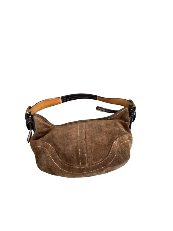 Coach D3S-9503 Suede Leather Shoulder Bag Handbag Brown Vintage - Image 3