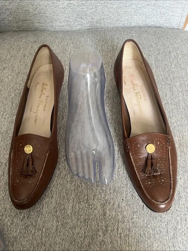 Salvatore Ferragamo Brown Leather Tassel Loafers READ Run small and narrow - Image 8