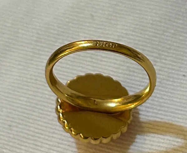 Christian Dior Petit CD Baroque Ring Gold-Finish Metal, Pink Crystals - Image 8