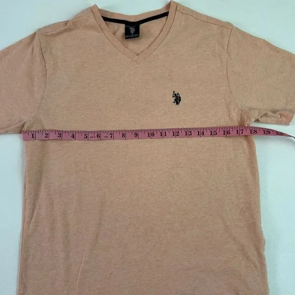 U.S. Polo Assn. Men’s V-Neck T-Shirt Small Peach Logo Embroidered Casual Tee - Image 4