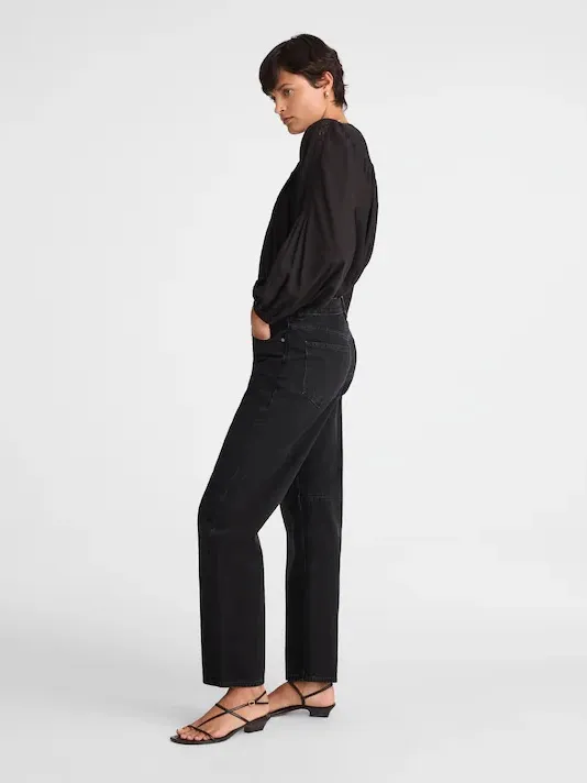 NEW Madewell The Darted Barrel-Leg Jean in Washed Black Women’s Jeans Size 27 - Image 3