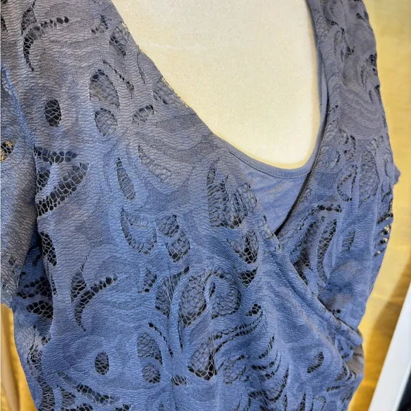 H&M‎ Lace Wrap Midi Dress in Slate BlueMAMA - Image 9