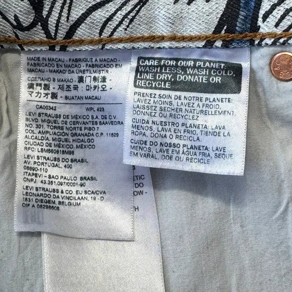 Levis x Farm Rio Ribcage Straight Jeans Womens 24 Blue Tropical Ankle High Rise - Image 10