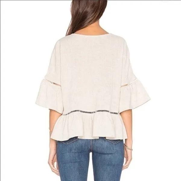 Revolve Maven West Ruffle Lattice‎ Linen Top Size Small - Image 4