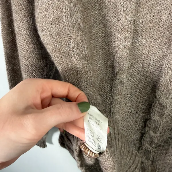 Umberto Severi Turtleneck Sweater Brown Cable Knit Mohair Italian Vtg Womens Med - Image 6