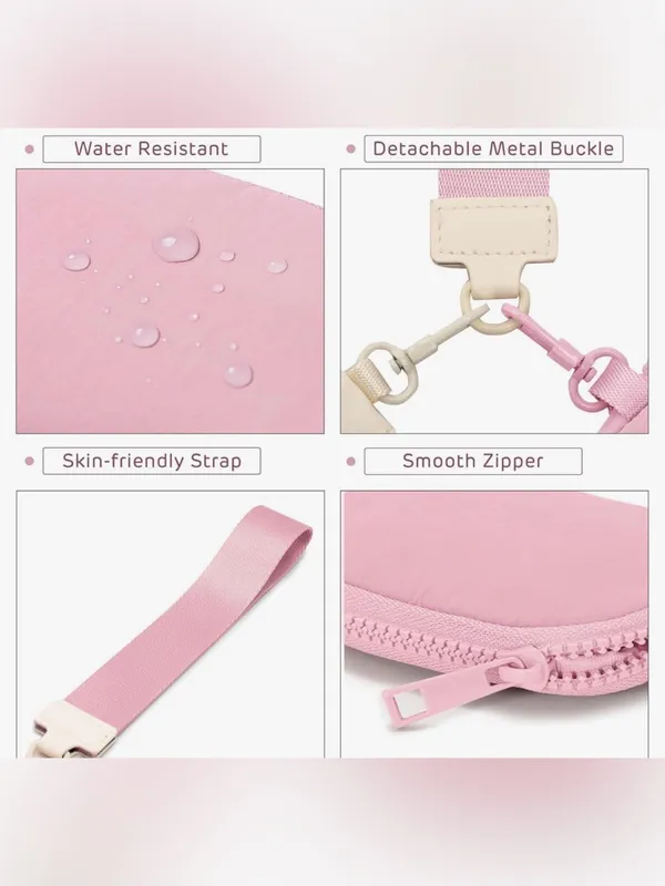 Pink & Cream Mini Zip Pouch Set with Wrist Strap - Image 2