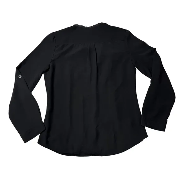 Calvin Klein Black Crepe Button Down Blouse Medium Relaxed Fit Office Minimalist - Image 6