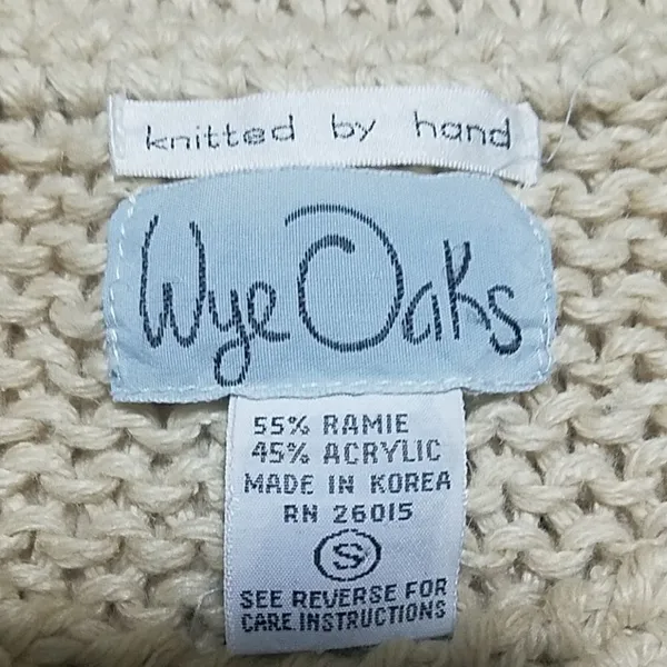 Wye Oaks Knitted by Hand Cream Sweater Vest (S) - Image 4