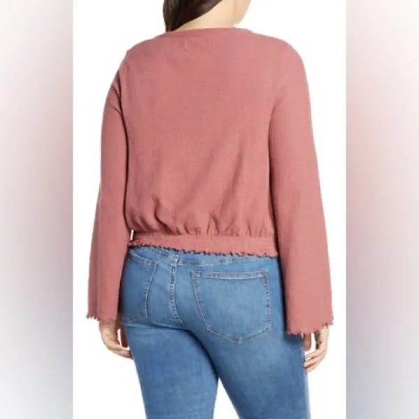 Madewell Smocked Bell‎ Top Mauve Dusty Pink Long Sleeve L2497 - Image 6