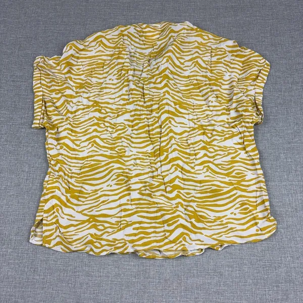 Maeve By Anthropologie Tunic Blouse Womens M Yellow Animal Print V-Neck Dolman - Image 10