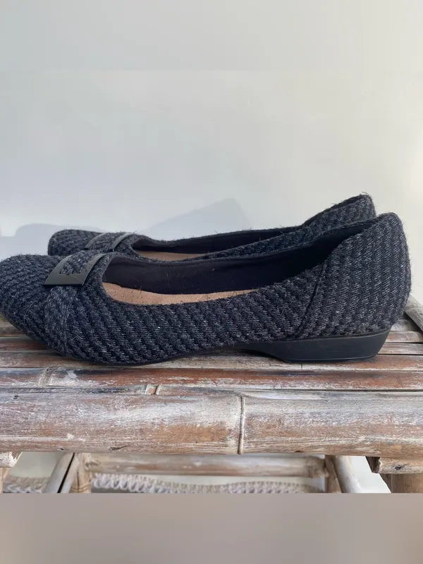 Clarks grey tweed ballet flats fall winter office work academia preppy 9 - Image 4