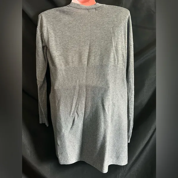 Worthington Gray Women's Open Front Cardigan Sweater with Zipper Detail SZ SM - Image 2