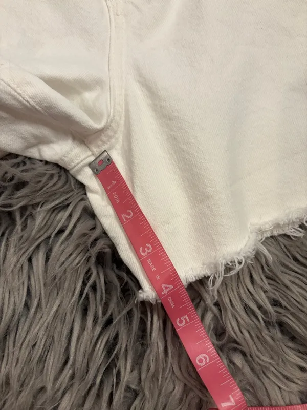 Agolde organic cotton denim criss cross high rise shorts raw hem white 31 - Image 7