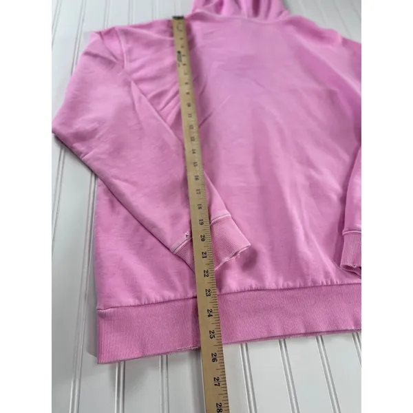 Kut from the Kloth Aliena Hoodie Neon Pink Distressed Cotton Pullover Large - Image 9