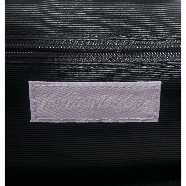 Million Wishes Black Textured Evening Clutch Purse Silver Kiss Lock Frame - Image 4