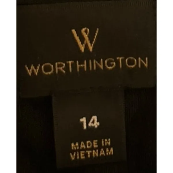 Worthington Women's Black‎ Floral Pleated Ruffled Sleeve Dress Size 14 - Image 3